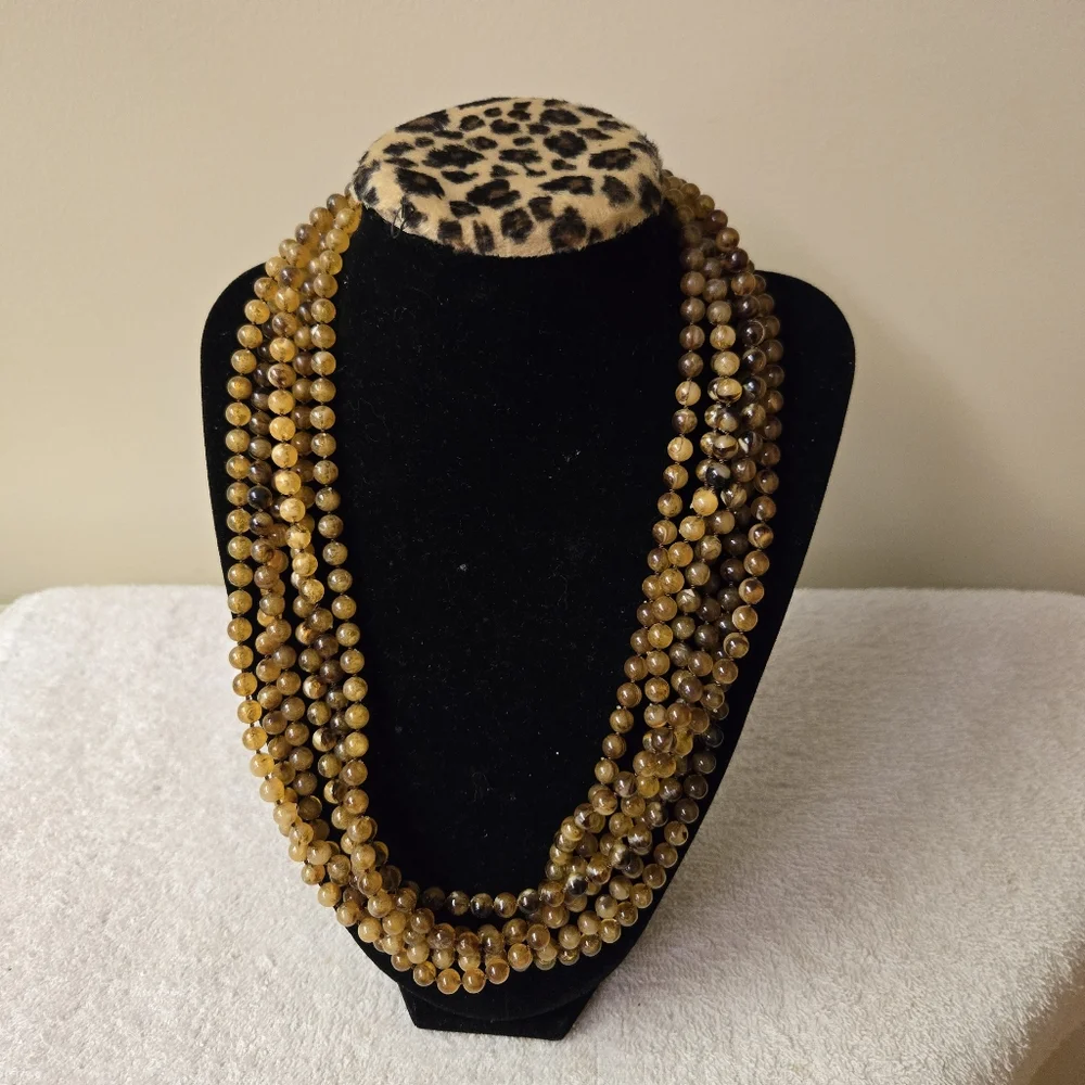 Vintage multi strand brown beaded necklace
